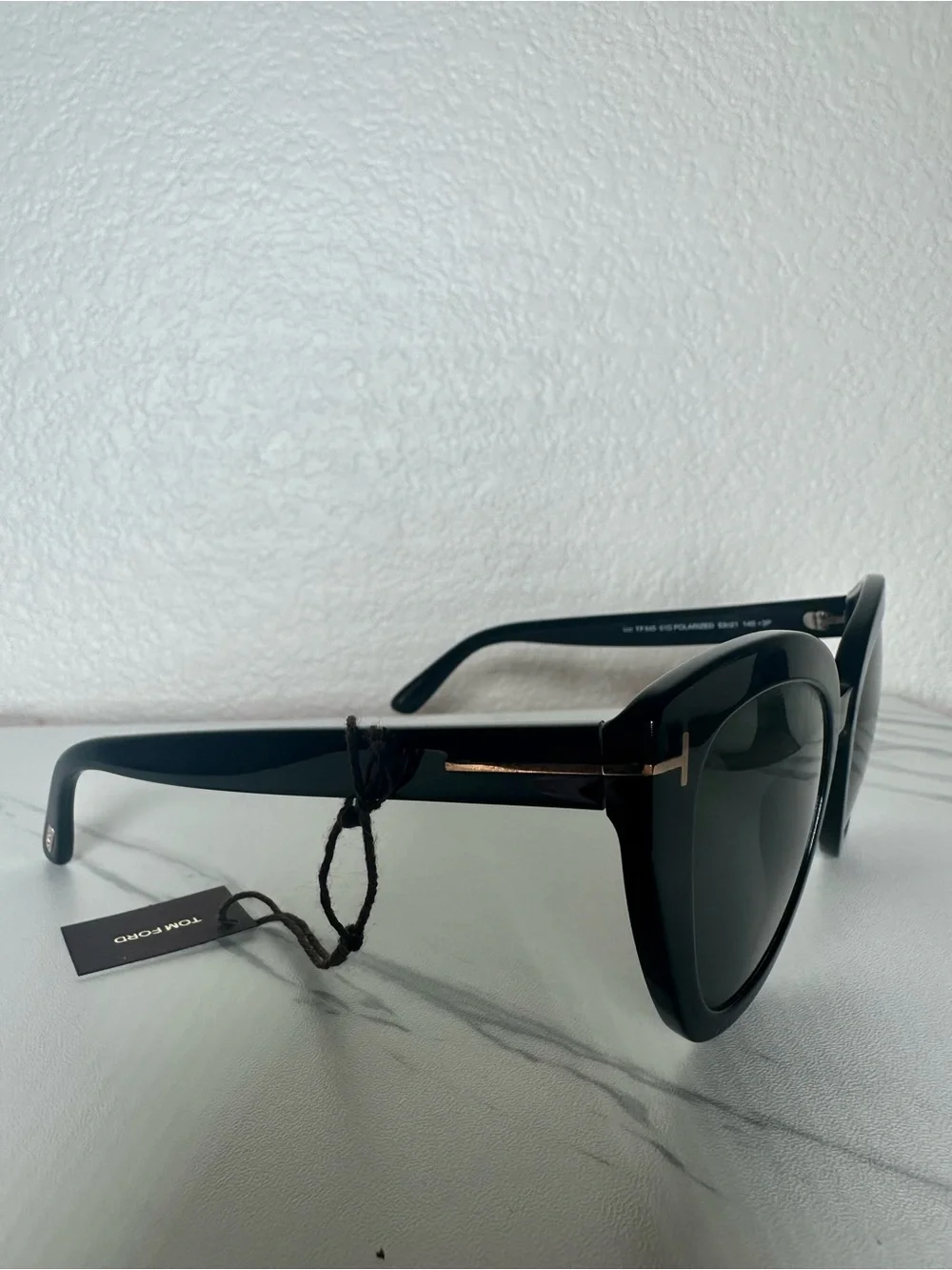 Tom Ford Black Oversized Cat-Eye Sunglasses with Dark Lenses